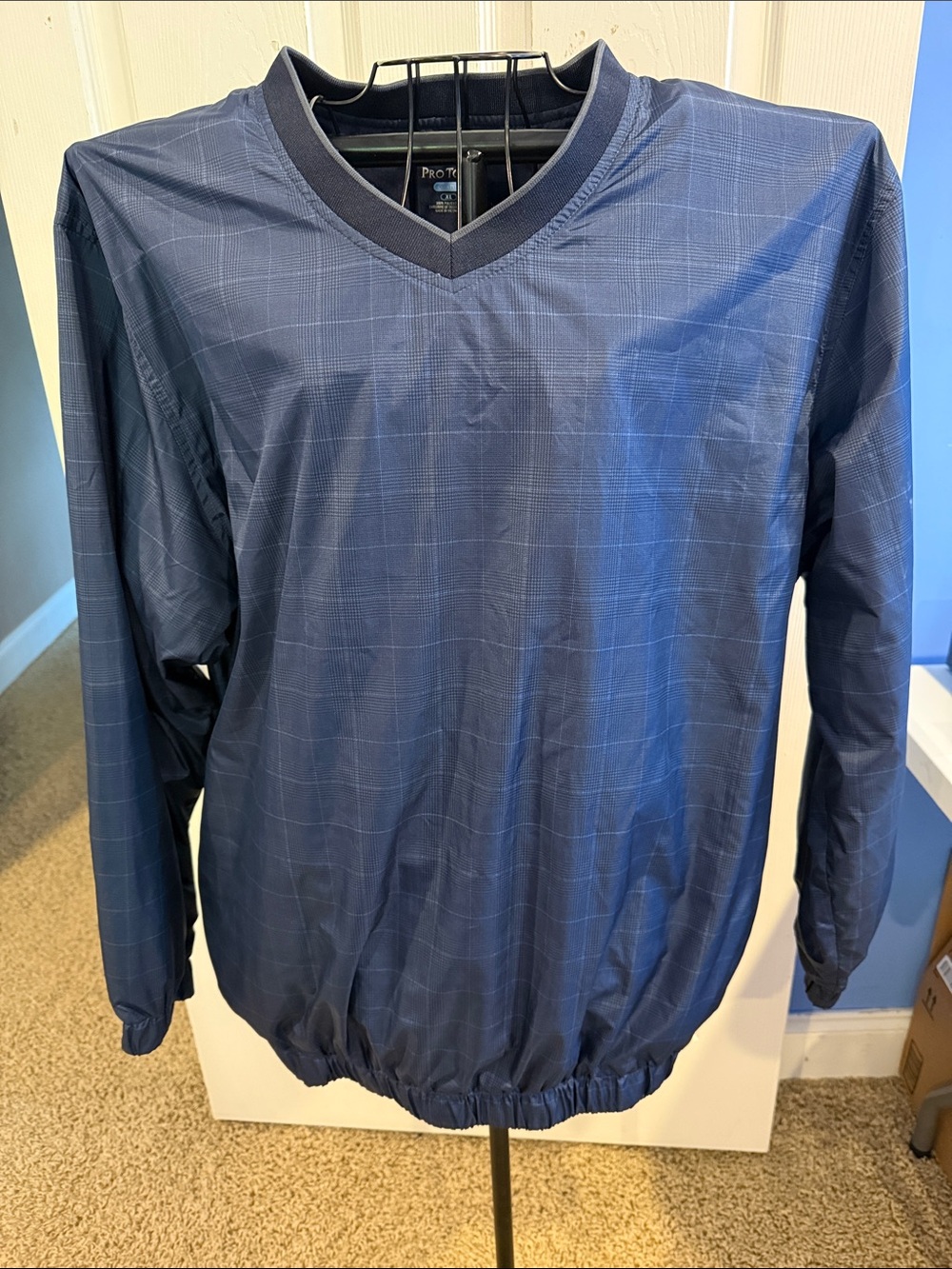 Pro Tour Cool Play Men's Navy V-Neck Golf Windbreaker Pullover XL